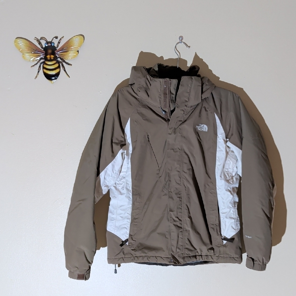 The North Face Taupe Jacket with White Side Panels